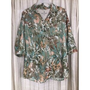 Royal Robbins Womens Expedition Shirt Floral Gorpcore Hiking Outdoor Trail Sz XL